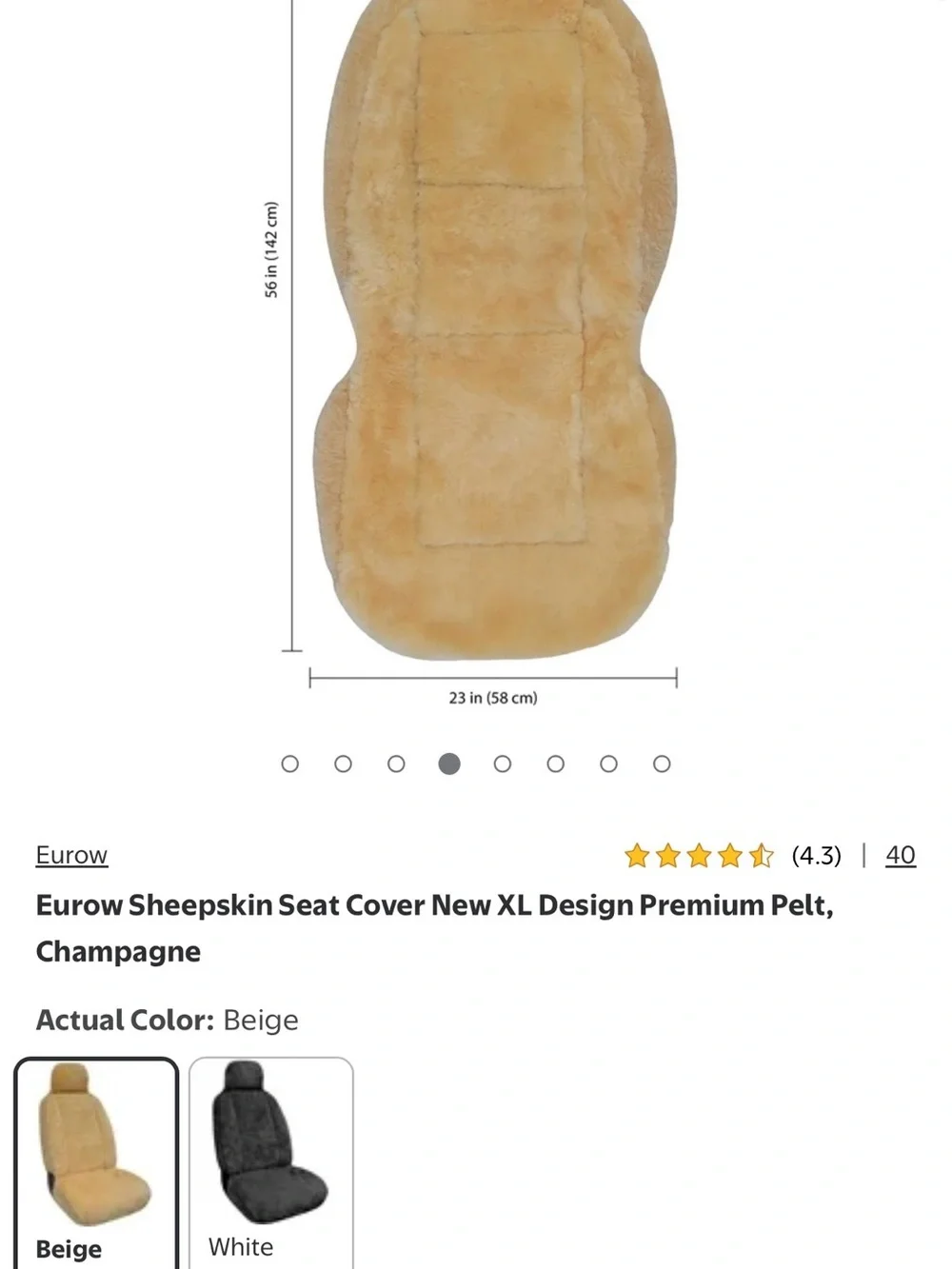 Natural Wool Sheepskin Seat Cover - Cream Sheepskin Car Seat Cover